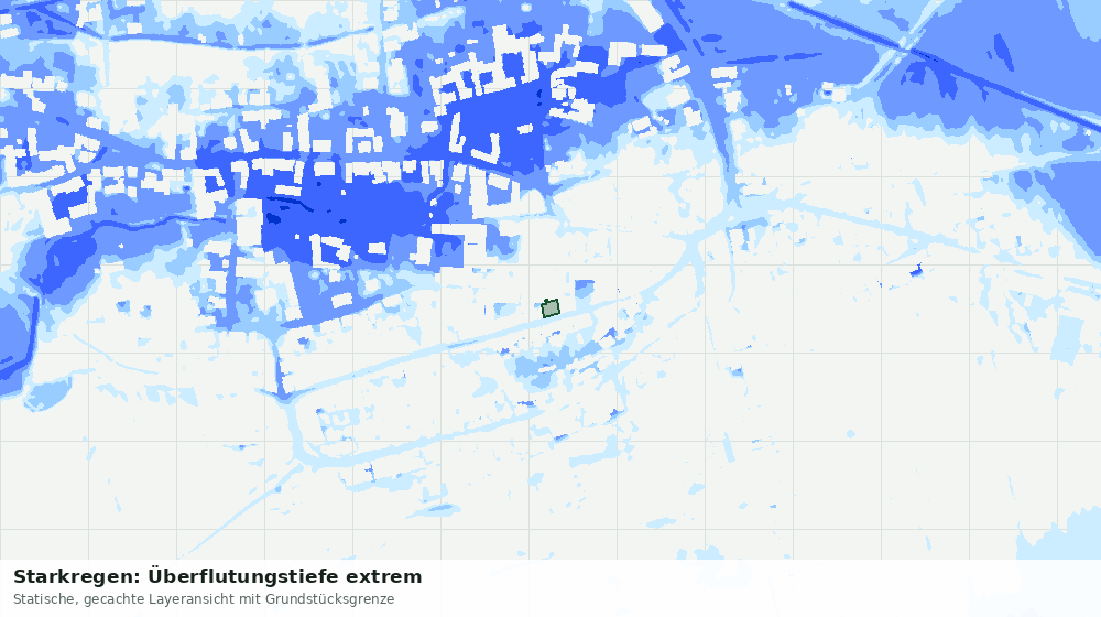 Statische Kartenansicht: Starkregen: Überflutungstiefe extrem