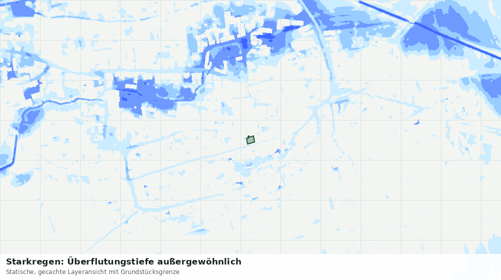 Statische Kartenansicht: Starkregen: Überflutungstiefe außergewöhnlich
