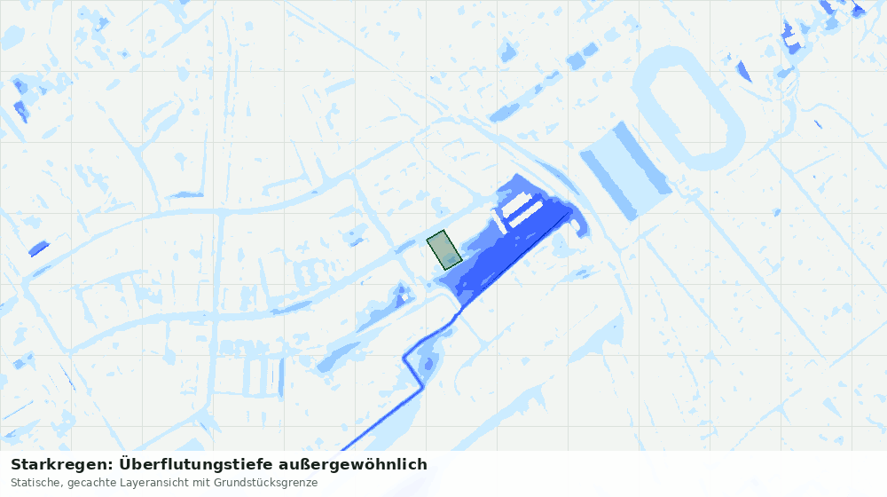 Statische Kartenansicht: Starkregen: Überflutungstiefe außergewöhnlich