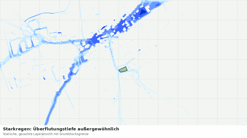 Statische Kartenansicht: Starkregen: Überflutungstiefe außergewöhnlich
