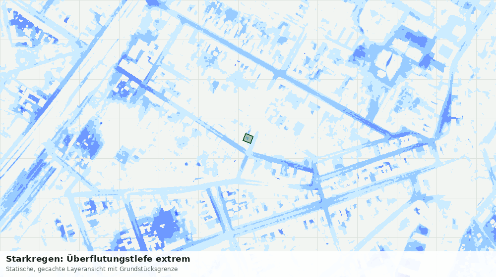 Statische Kartenansicht: Starkregen: Überflutungstiefe extrem