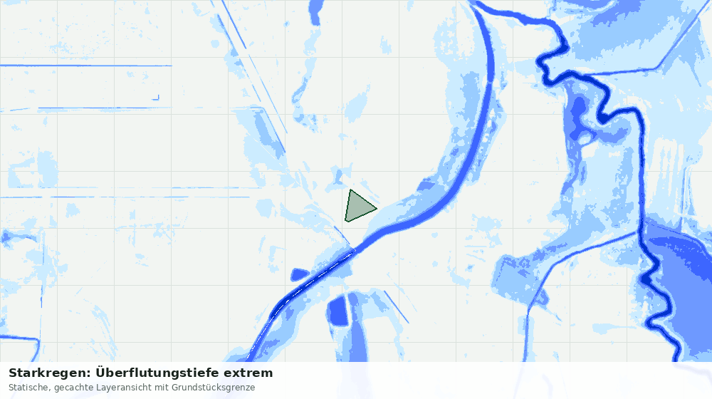 Statische Kartenansicht: Starkregen: Überflutungstiefe extrem