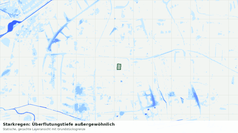 Statische Kartenansicht: Starkregen: Überflutungstiefe außergewöhnlich