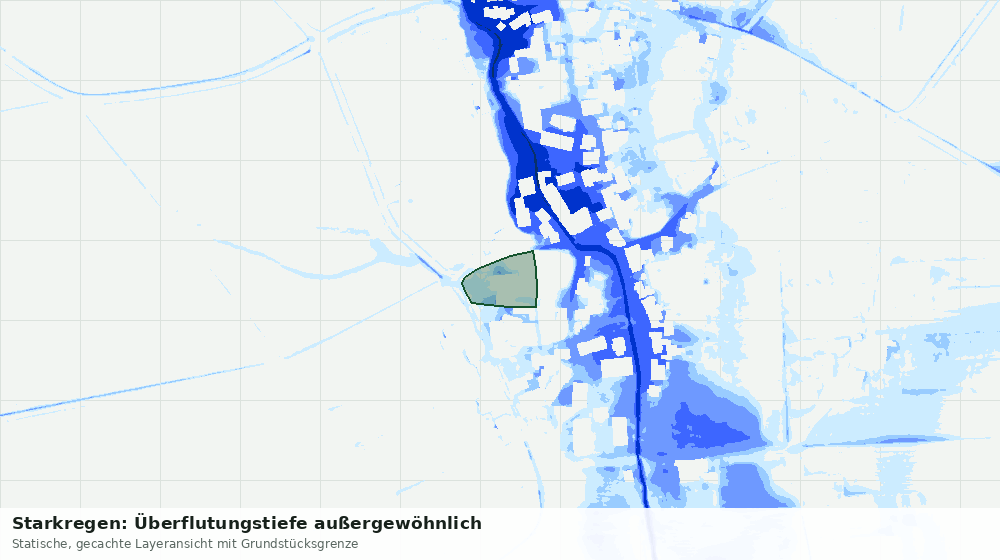 Statische Kartenansicht: Starkregen: Überflutungstiefe außergewöhnlich