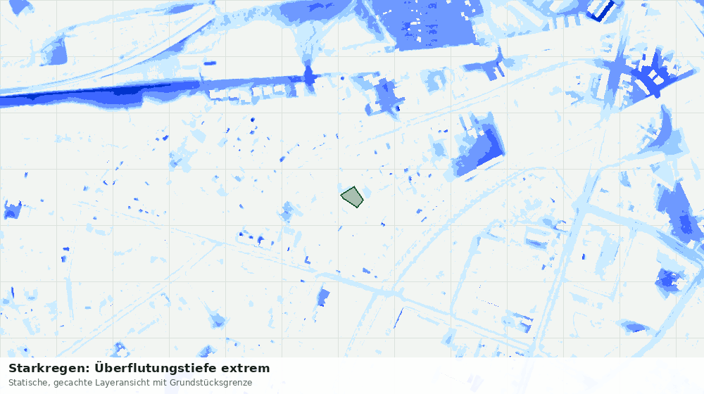 Statische Kartenansicht: Starkregen: Überflutungstiefe extrem
