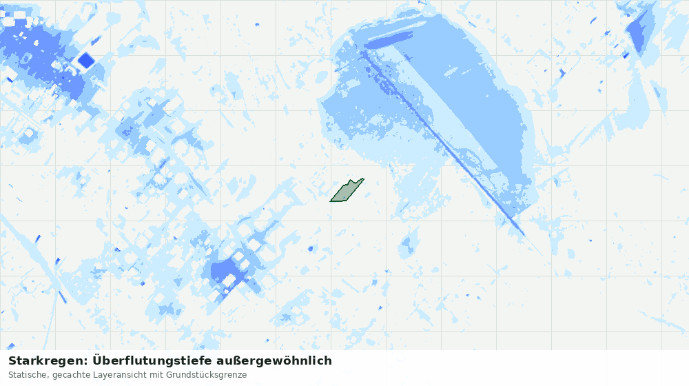 Statische Kartenansicht: Starkregen: Überflutungstiefe außergewöhnlich
