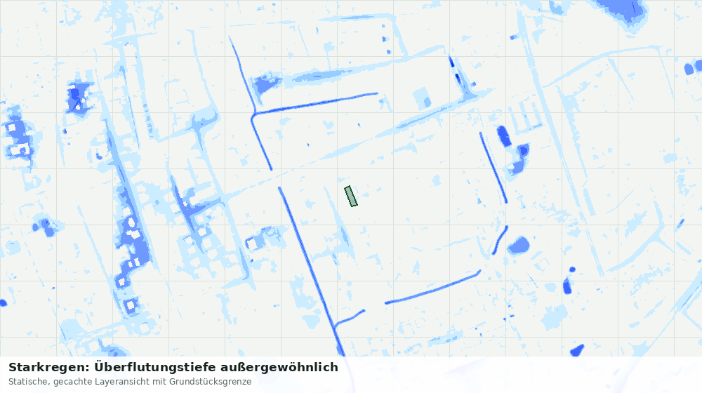 Statische Kartenansicht: Starkregen: Überflutungstiefe außergewöhnlich