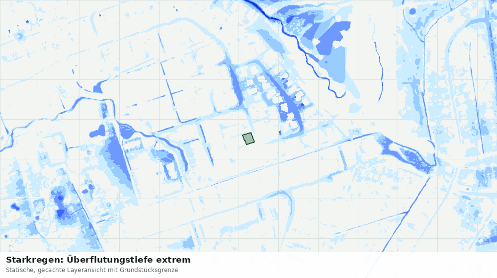 Statische Kartenansicht: Starkregen: Überflutungstiefe extrem