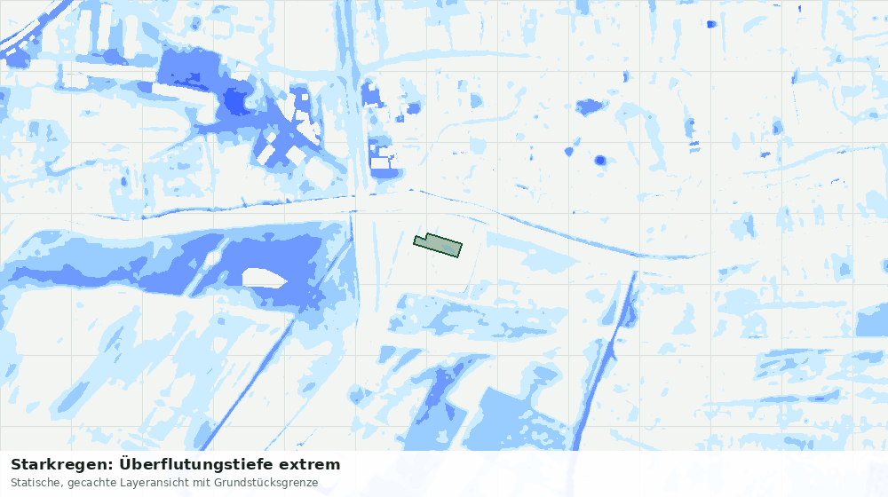 Statische Kartenansicht: Starkregen: Überflutungstiefe extrem