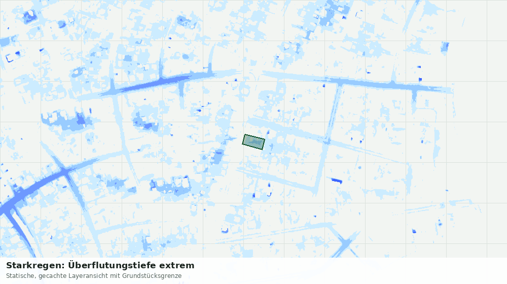 Statische Kartenansicht: Starkregen: Überflutungstiefe extrem