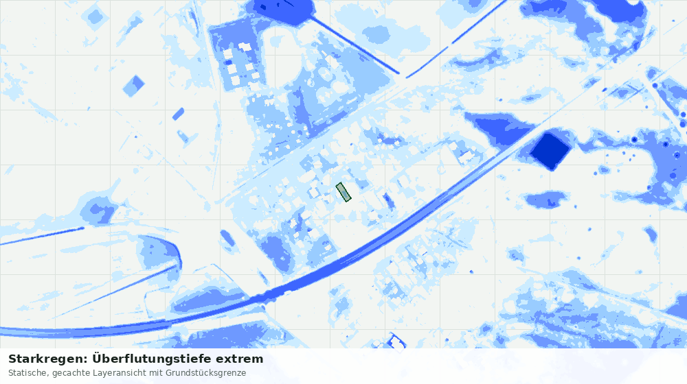Statische Kartenansicht: Starkregen: Überflutungstiefe extrem
