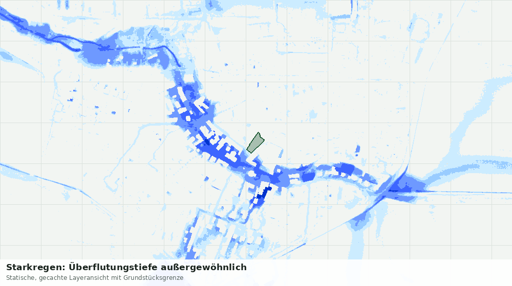 Statische Kartenansicht: Starkregen: Überflutungstiefe außergewöhnlich