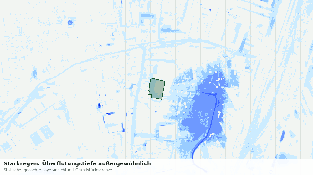 Statische Kartenansicht: Starkregen: Überflutungstiefe außergewöhnlich