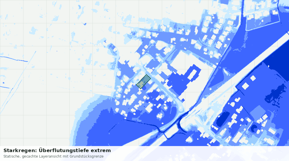 Statische Kartenansicht: Starkregen: Überflutungstiefe extrem