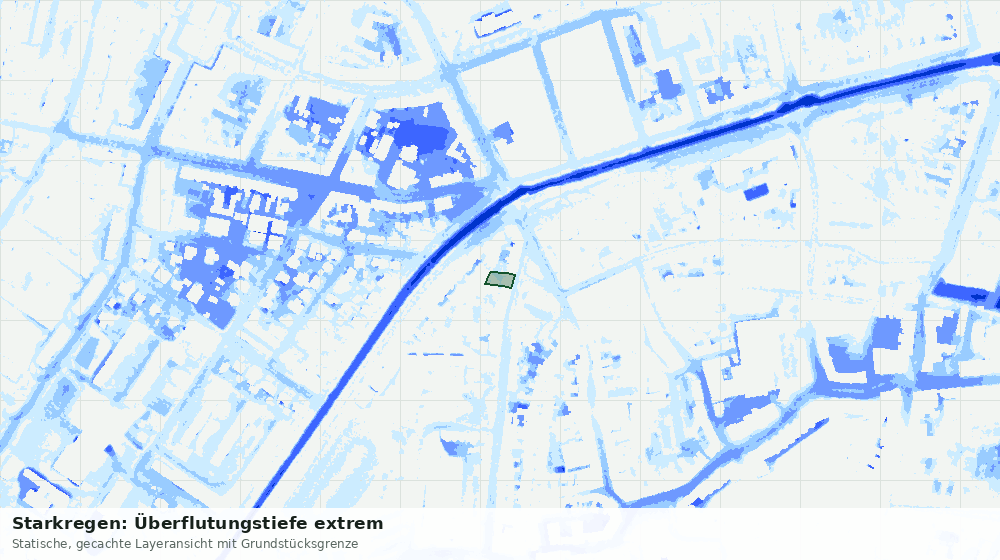 Statische Kartenansicht: Starkregen: Überflutungstiefe extrem