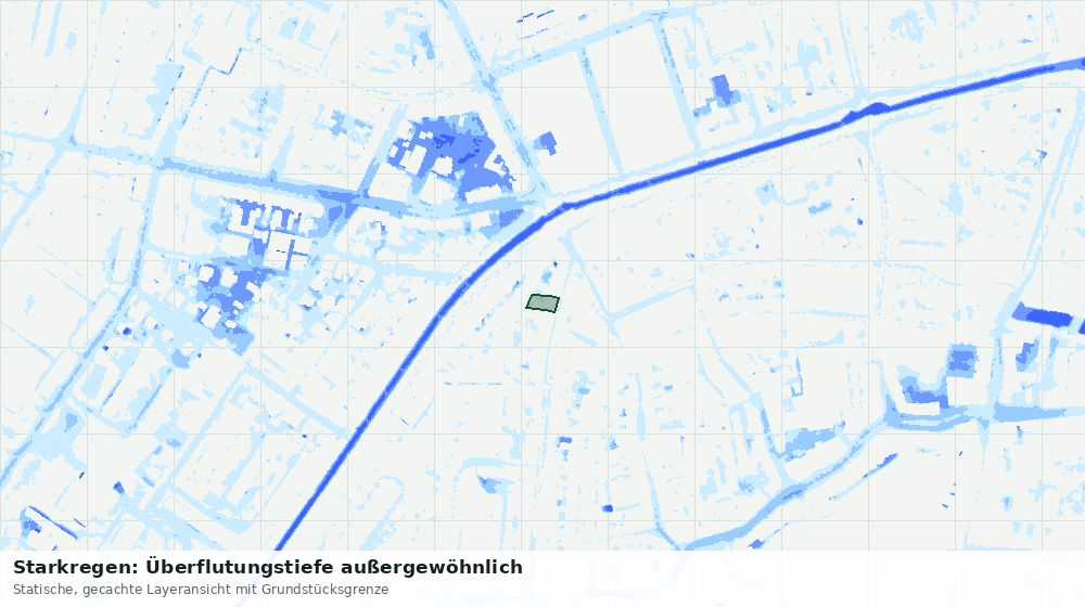 Statische Kartenansicht: Starkregen: Überflutungstiefe außergewöhnlich