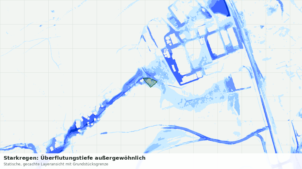 Statische Kartenansicht: Starkregen: Überflutungstiefe außergewöhnlich