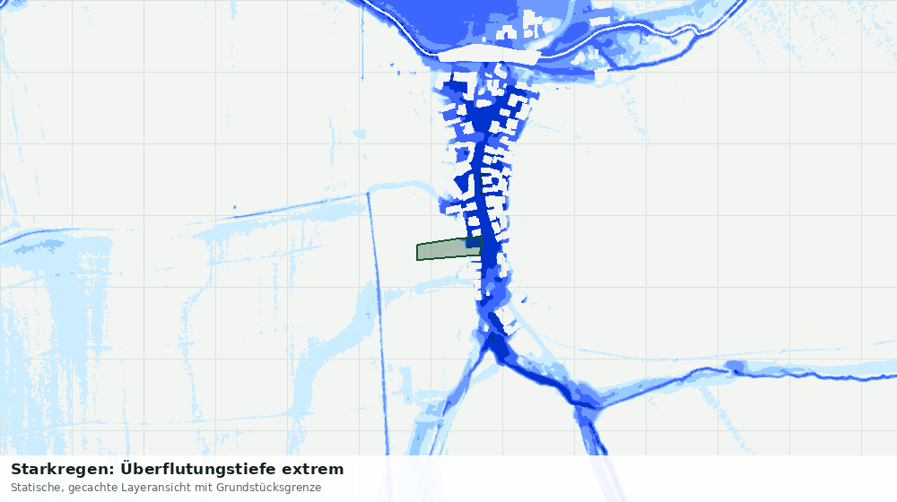 Statische Kartenansicht: Starkregen: Überflutungstiefe extrem