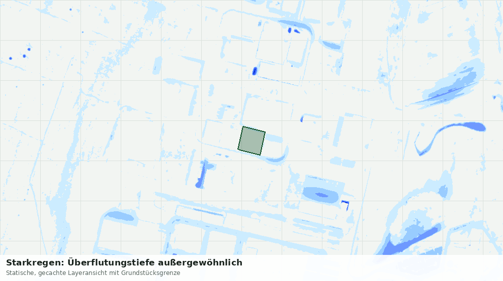 Statische Kartenansicht: Starkregen: Überflutungstiefe außergewöhnlich