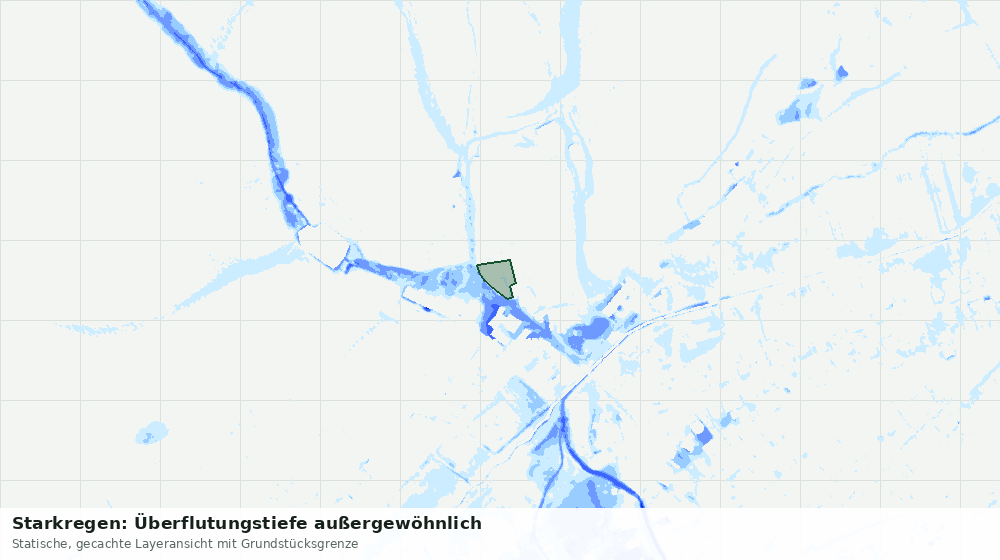 Statische Kartenansicht: Starkregen: Überflutungstiefe außergewöhnlich