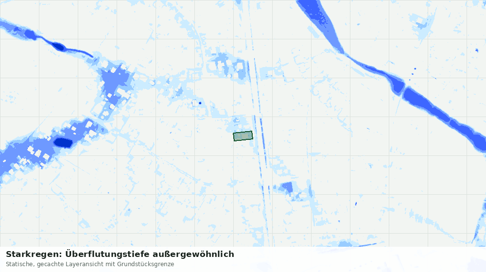 Statische Kartenansicht: Starkregen: Überflutungstiefe außergewöhnlich