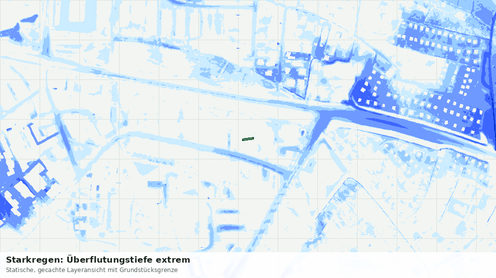Statische Kartenansicht: Starkregen: Überflutungstiefe extrem