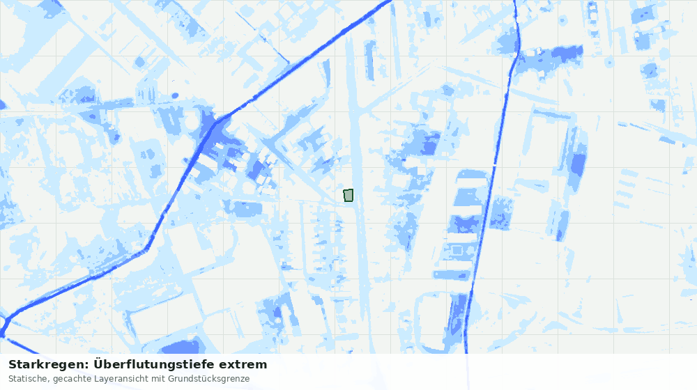 Statische Kartenansicht: Starkregen: Überflutungstiefe extrem