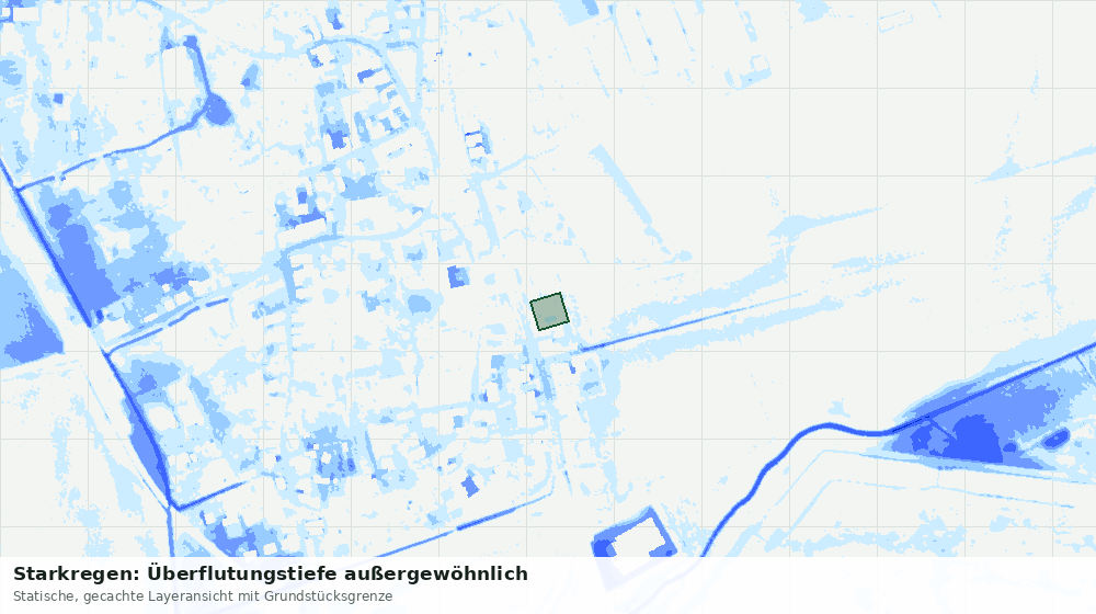Statische Kartenansicht: Starkregen: Überflutungstiefe außergewöhnlich