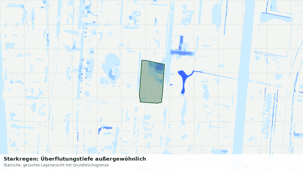 Statische Kartenansicht: Starkregen: Überflutungstiefe außergewöhnlich