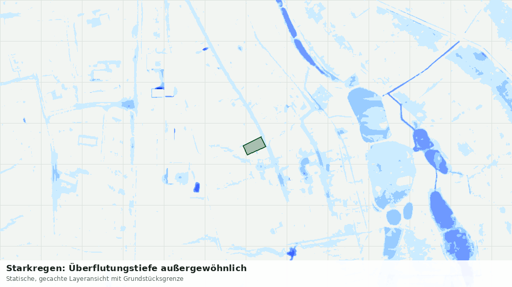 Statische Kartenansicht: Starkregen: Überflutungstiefe außergewöhnlich