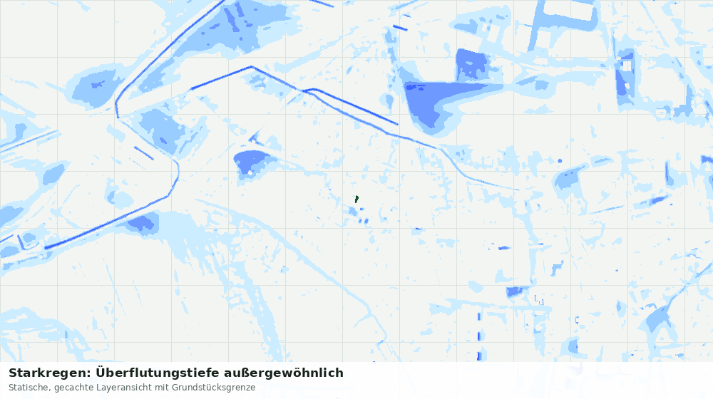 Statische Kartenansicht: Starkregen: Überflutungstiefe außergewöhnlich
