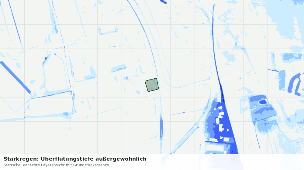 Statische Kartenansicht: Starkregen: Überflutungstiefe außergewöhnlich