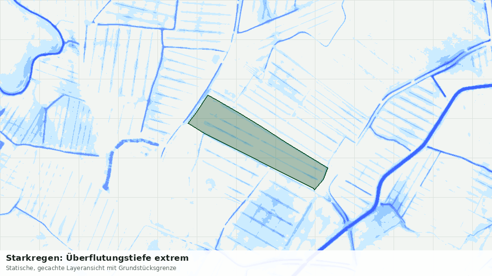 Statische Kartenansicht: Starkregen: Überflutungstiefe extrem