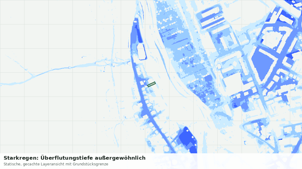 Statische Kartenansicht: Starkregen: Überflutungstiefe außergewöhnlich