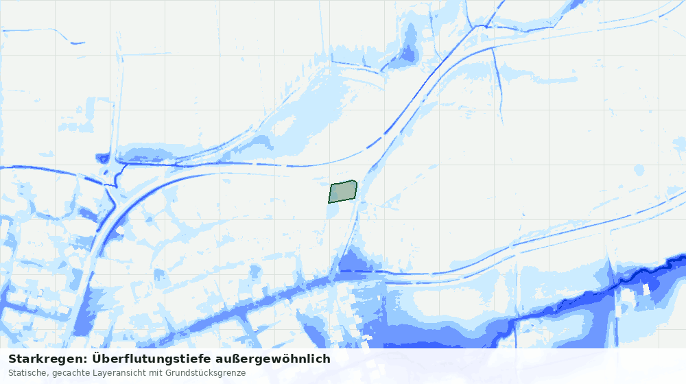 Statische Kartenansicht: Starkregen: Überflutungstiefe außergewöhnlich
