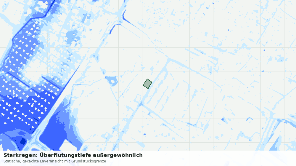 Statische Kartenansicht: Starkregen: Überflutungstiefe außergewöhnlich