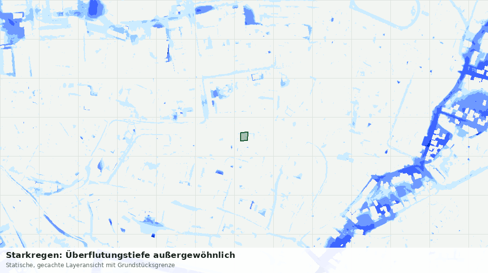 Statische Kartenansicht: Starkregen: Überflutungstiefe außergewöhnlich