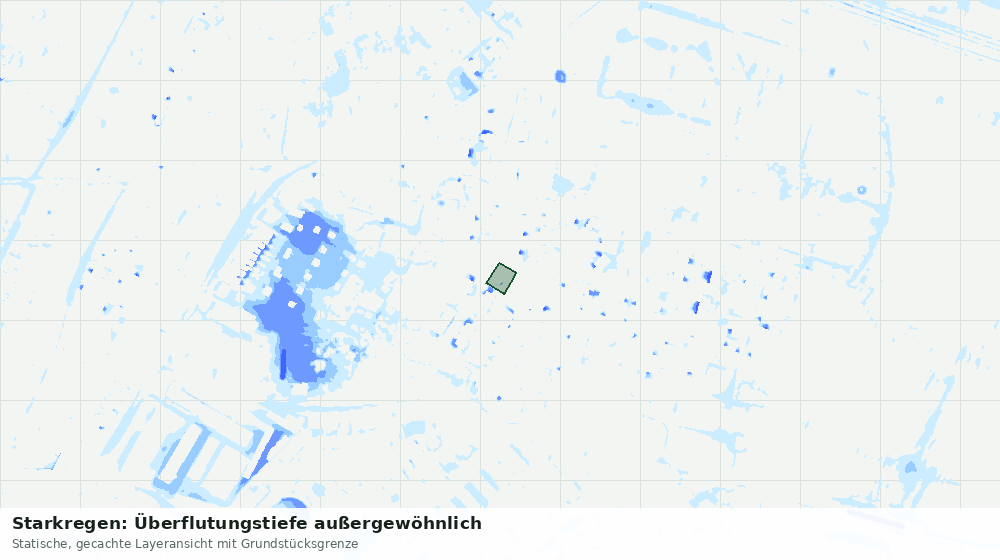Statische Kartenansicht: Starkregen: Überflutungstiefe außergewöhnlich