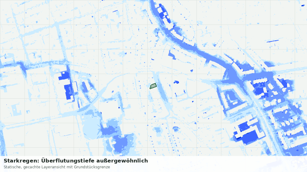 Statische Kartenansicht: Starkregen: Überflutungstiefe außergewöhnlich