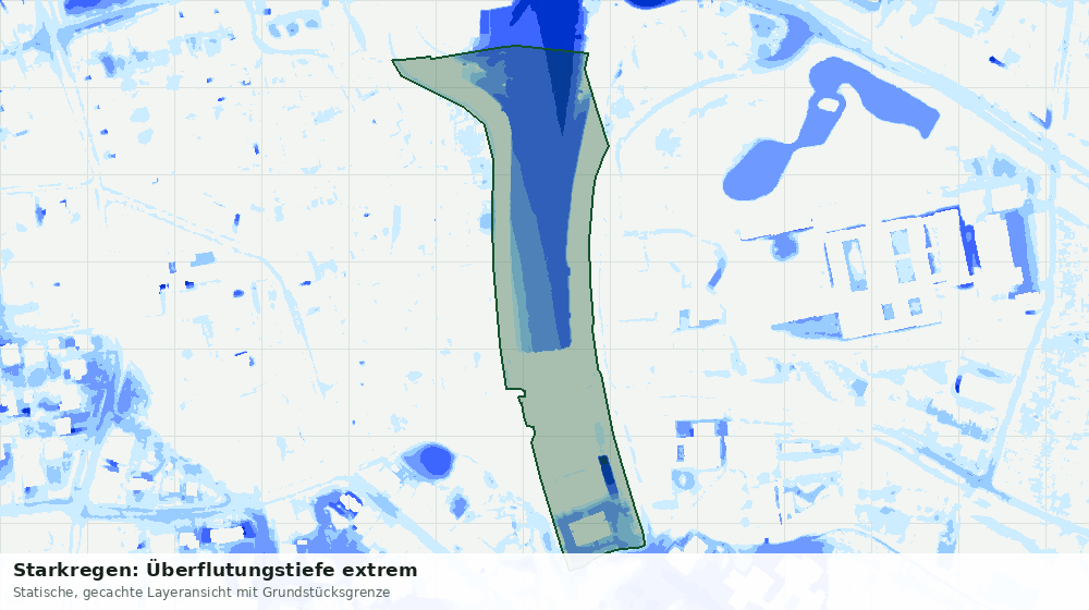 Statische Kartenansicht: Starkregen: Überflutungstiefe extrem