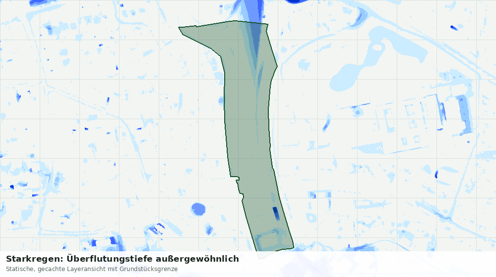 Statische Kartenansicht: Starkregen: Überflutungstiefe außergewöhnlich