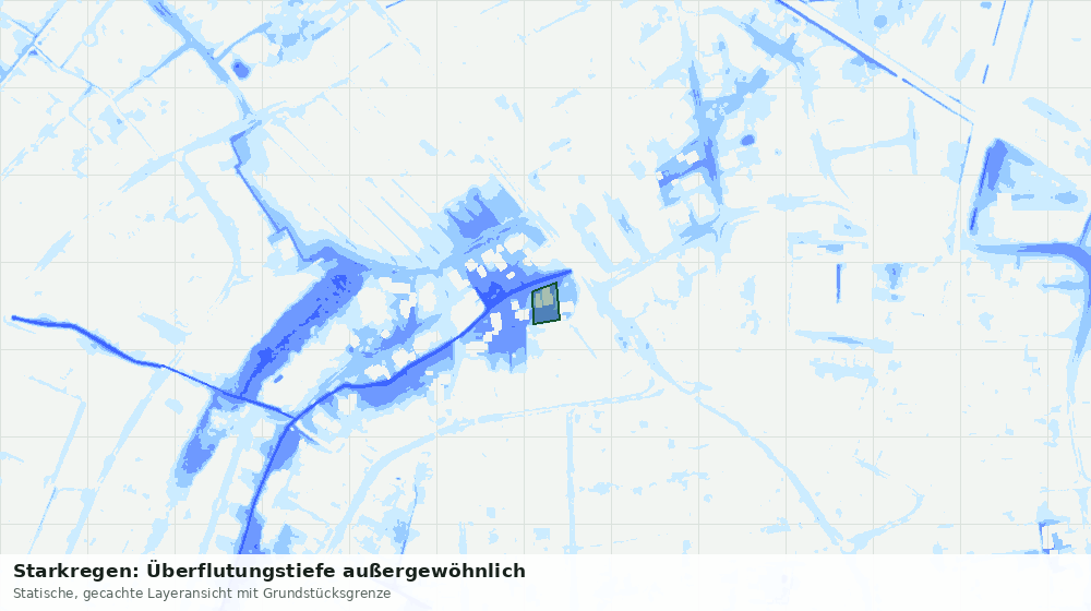 Statische Kartenansicht: Starkregen: Überflutungstiefe außergewöhnlich