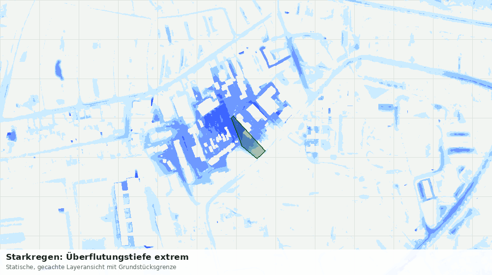 Statische Kartenansicht: Starkregen: Überflutungstiefe extrem