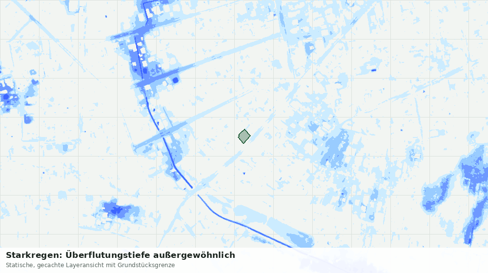 Statische Kartenansicht: Starkregen: Überflutungstiefe außergewöhnlich