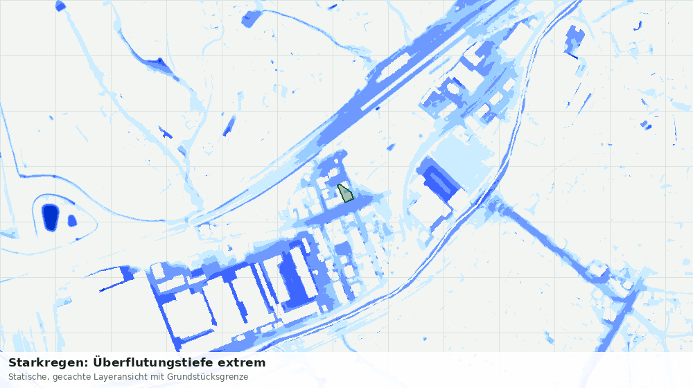 Statische Kartenansicht: Starkregen: Überflutungstiefe extrem