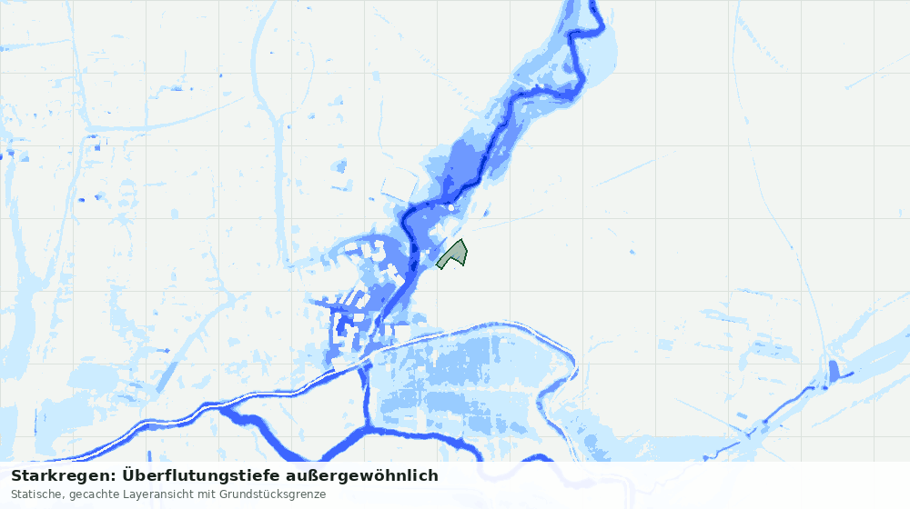 Statische Kartenansicht: Starkregen: Überflutungstiefe außergewöhnlich