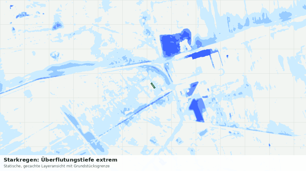 Statische Kartenansicht: Starkregen: Überflutungstiefe extrem