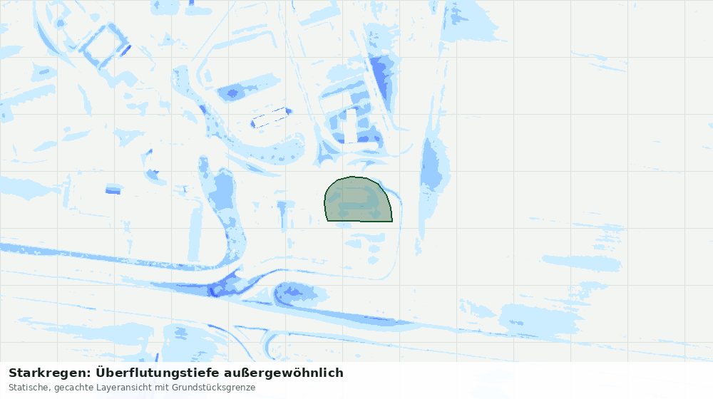Statische Kartenansicht: Starkregen: Überflutungstiefe außergewöhnlich