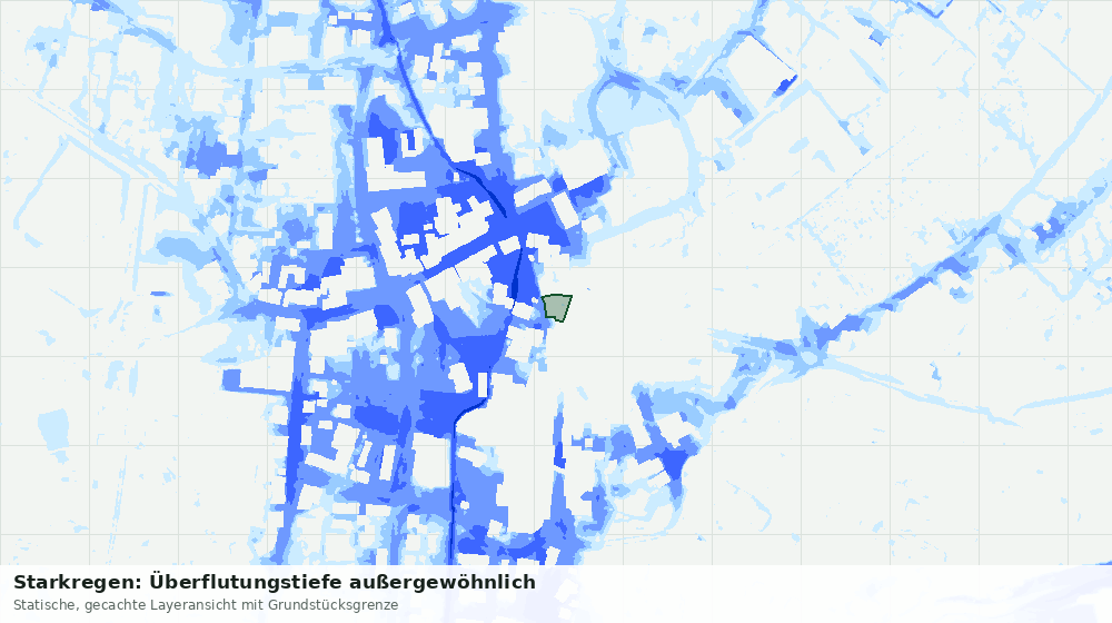 Statische Kartenansicht: Starkregen: Überflutungstiefe außergewöhnlich