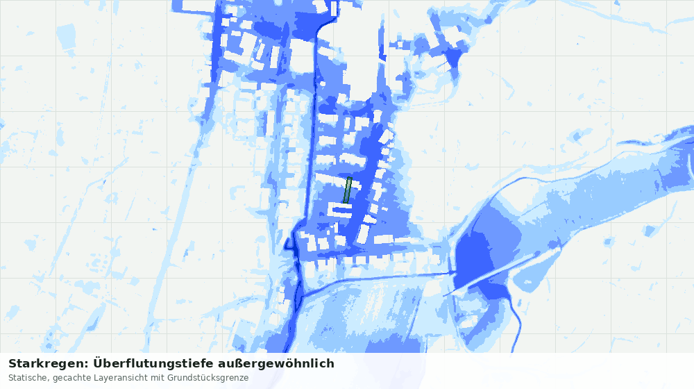 Statische Kartenansicht: Starkregen: Überflutungstiefe außergewöhnlich